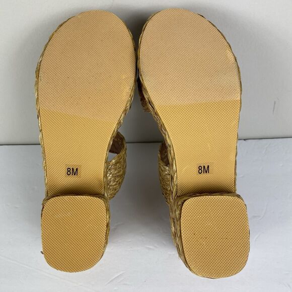 Beach by Matisse Womens Sz 8 Ocean Ave Tan Platform Sandals Slip On Raffia Y2K - Picture 6 of 6